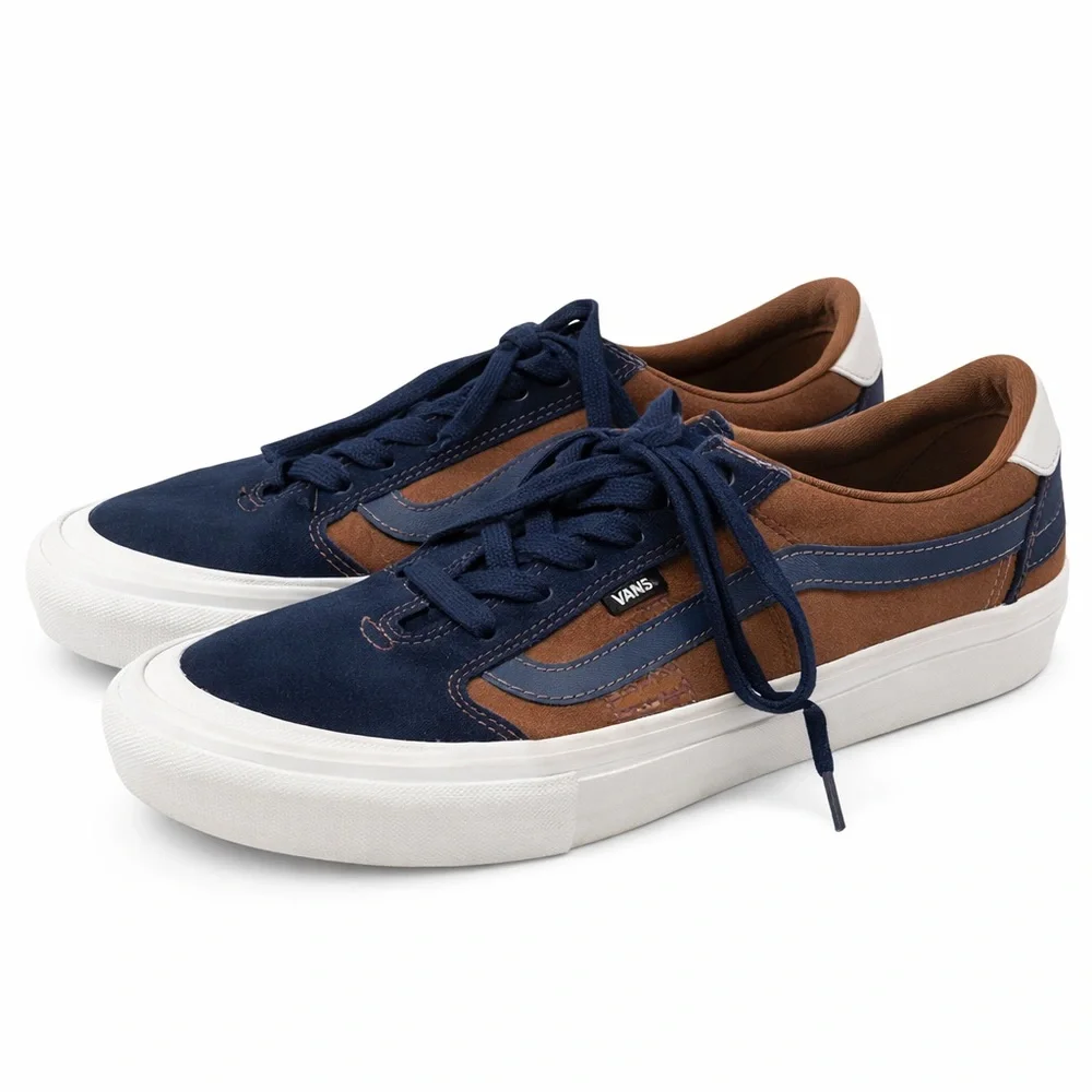 Vans Style 112 Pro Skate Shoes Blue Brown Suede